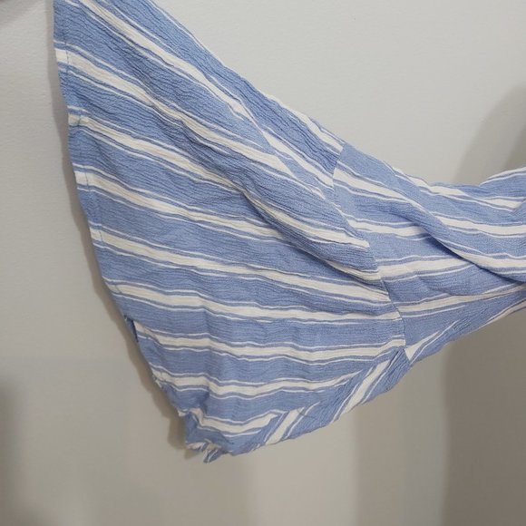 American Eagle Outfitters Shirt Women Medium Blue Tie Front Boho Long Sleeve - Picture 6 of 12